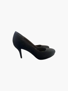 Y.Not? Sophie Black Faux Suede Almond Toe Platform Stiletto Heels 10M